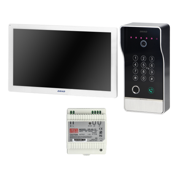 GUARDO single family video doorphone set, 4-wires, touchscreen LCD 10" monitor, fingerprint reader, proximity reader and code lock, App-controlled, surface mounted, white